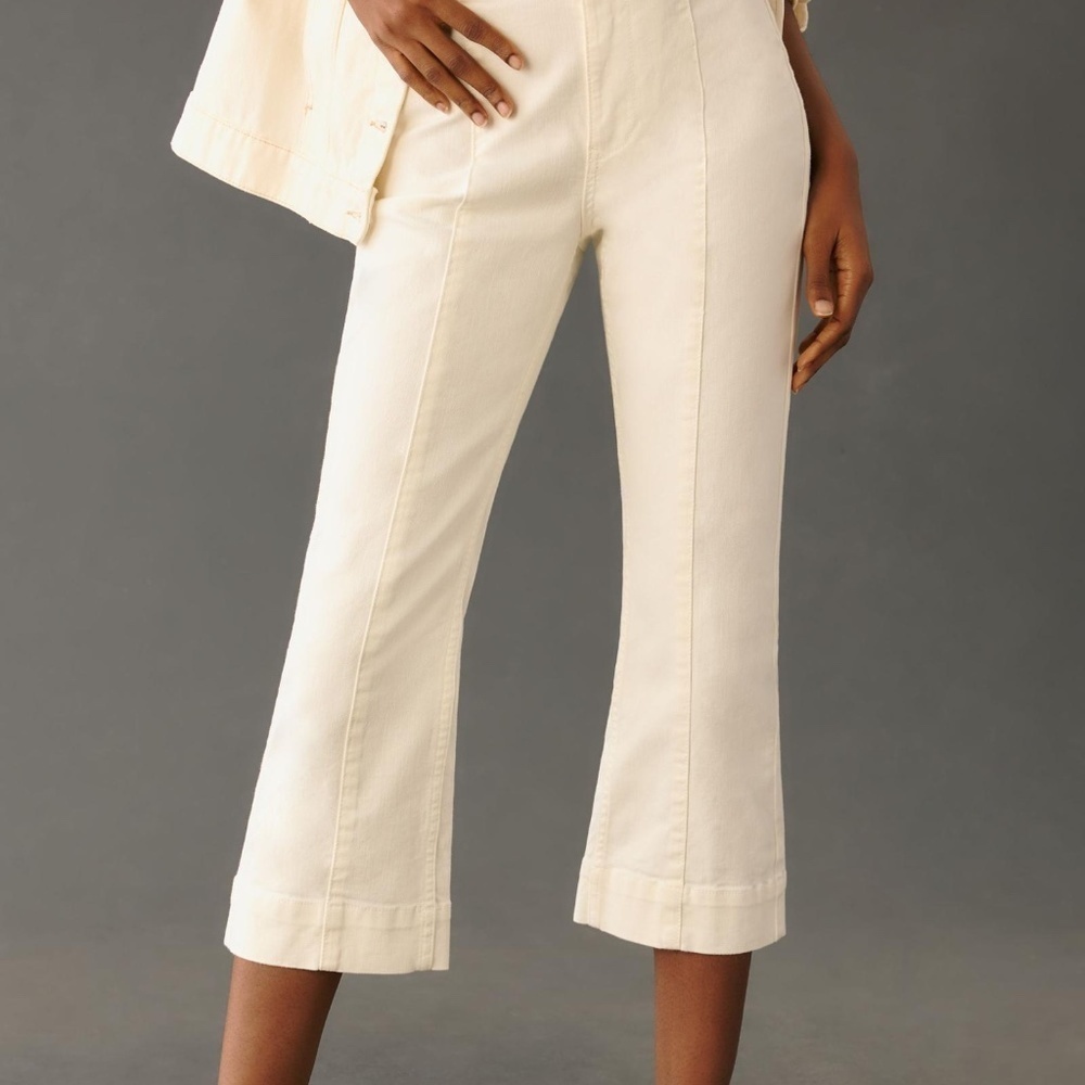 NWT Anthropologie Pilcro Slim 70's High- Rise, Straight Crop White Jeans 32 - Picture 2 of 5